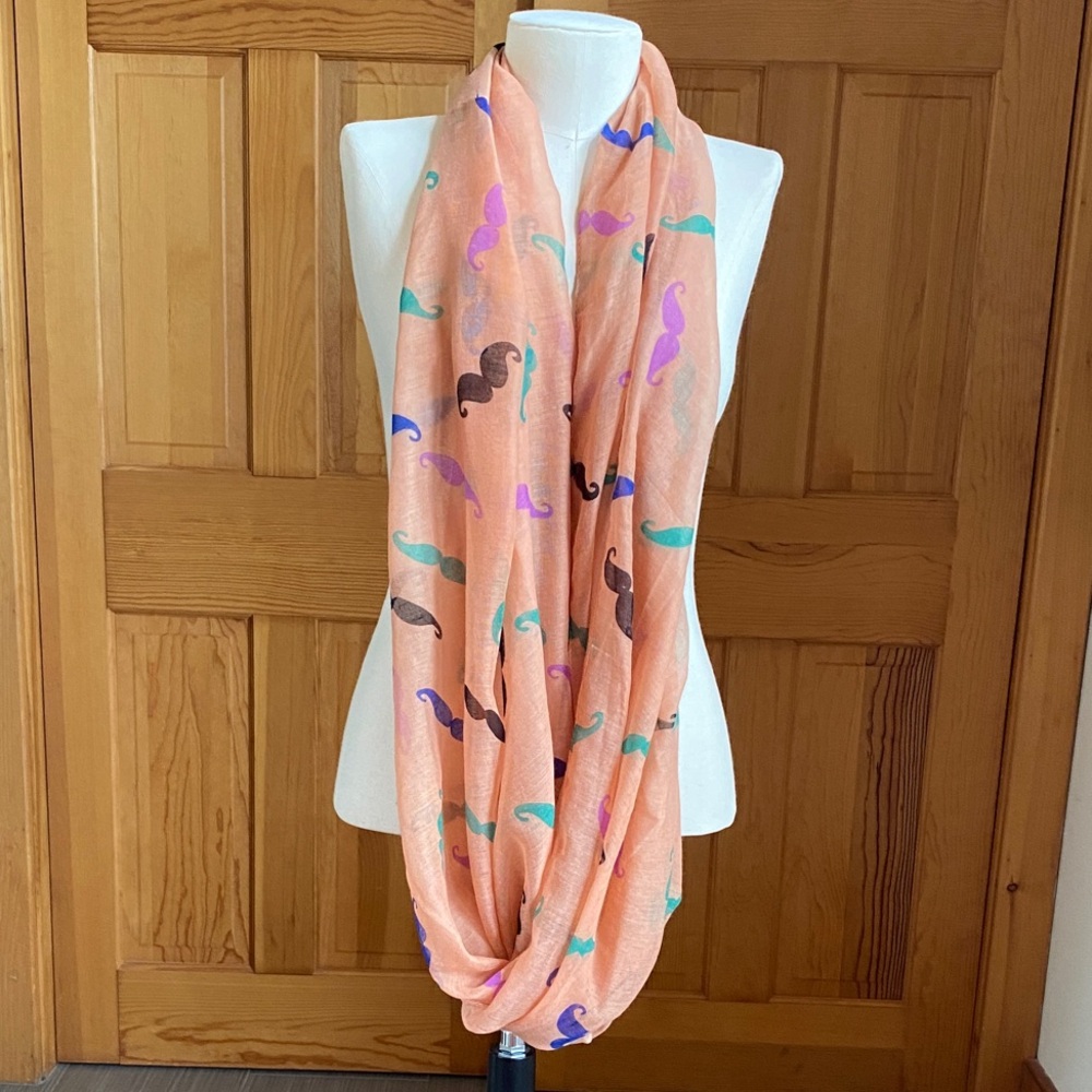 Colorful Mustache Print Scarf